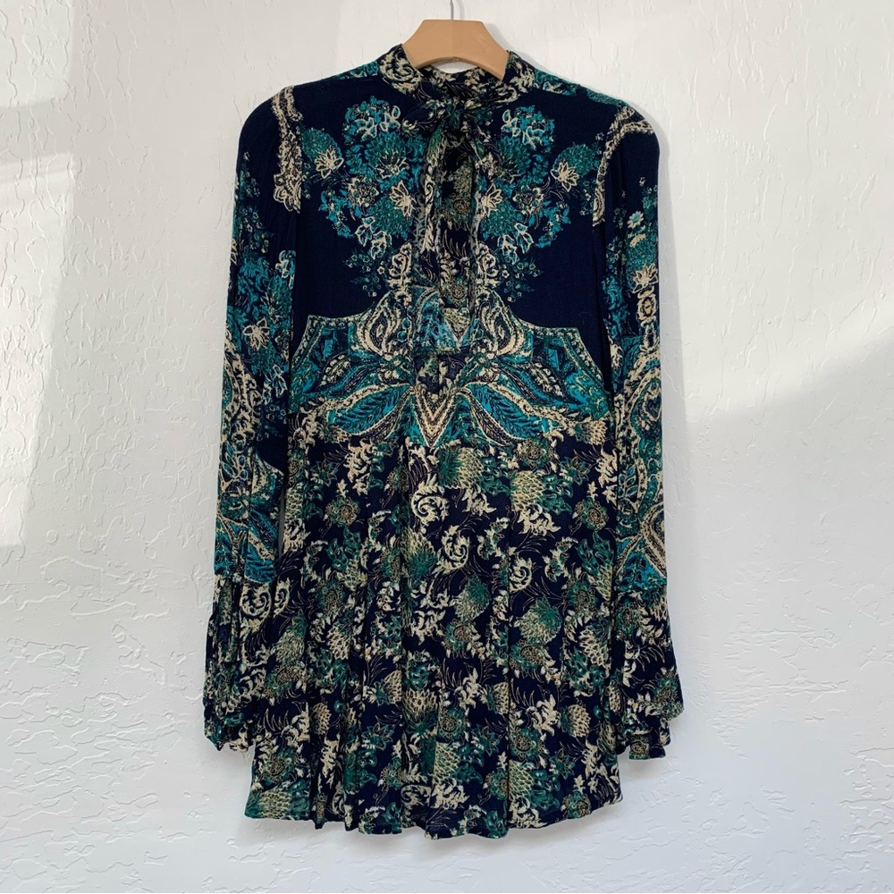 Free People Lady Luck Tunic Dress in BlueCombo - Picture 8 of 16